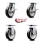 Service Caster 8 Inch Rubber on Aluminum Caster Set with Roller Bearing 2 Brakes and 2 Rigid SCC-35S820-RAR-SLB-2-R-2 - alternate 5